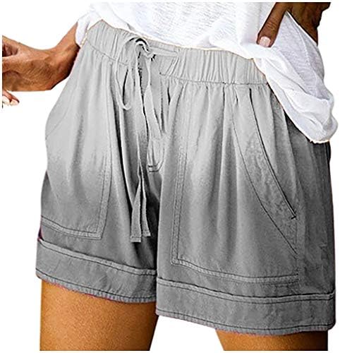 Shorts casuais para mulheres com cordão elástico de cordão shorts folgados com bolsos shorts de salão leves de praia floral praia