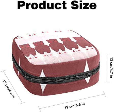 Bolsa de armazenamento de guardanapos sanitários de Oryuekan, bolsas de zíper menstrual reutilizável portátil, bolsa de armazenamento de tampões para mulheres meninas, desenho animado animal urso marrom rosa marrom