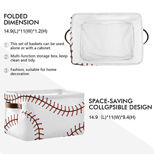 Laca de beisebol retangular Binball Softball Laces Tela Fabric com alças - cestas de armazenamento quadrado para prateleiras/cestas