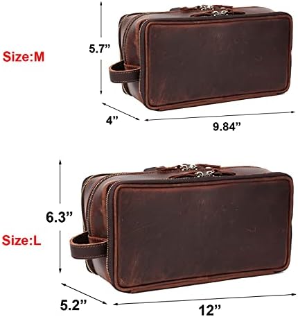 RC RockCow Bag de couro personalizado para homens Viagens de barbear kit de kit-largo de bolsas de cosméticos Organizador