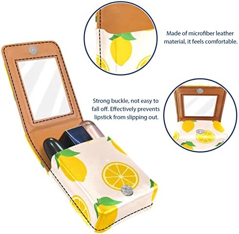 Limões amarelos de limões de verão Caixa de batom de verão com espelho para bolsa Mini maquiagem Bolsa de maquiagem Bolsa