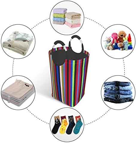 Listras coloridas lavanderia cesta de lavanderia dobrável cesto de roupa suja de roupas de água livre de roupas com