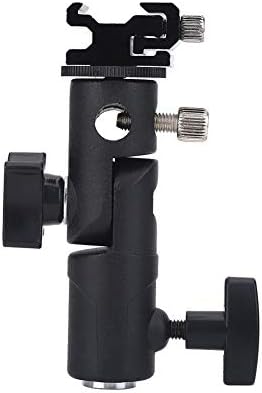 Suporte de flash da câmera, liga de alumínio E tipo de flash stand slowet de sapato quente adaptador de montagem guarda -chuva com 1/4 e 3/8 adaptador de parafuso