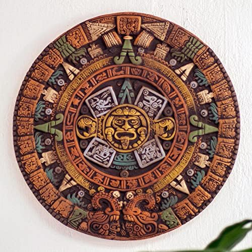 Novica Aztec Ceramic Advent Calendar, Earthtone, Quinto Sol em Amarelo '