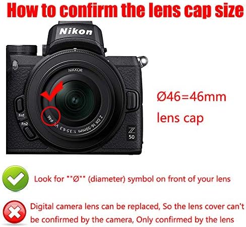 Lente Z50 Cap 46mm compatível para Nikon Z50 com Nikkor Z DX 16-50mm, compatível com lente Panasonic Lumix G Vario 14-42mm, 2 pacotes