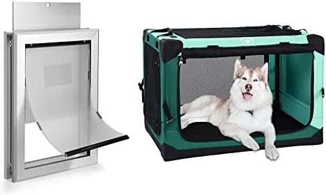 Porta do próprio Pets à prova de alumínio à prova de intempéries portão de cachorro grande e cachorro de cachorro dobrável portátil portátil
