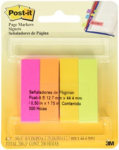 Marcador de página pós-it 670-4-D, 1/2 em x 1,75 em arco-íris
