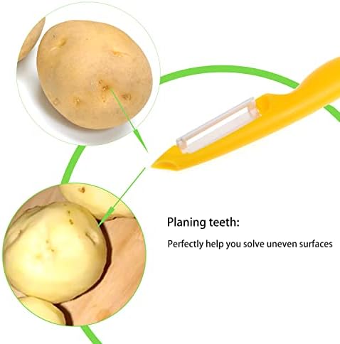 Tagefa 2pcs Cerâmica Potata Potato Peeler Descaspatador de vegetais, descascador de frutas Ultra Sharp Premium para cozinha, amarelo