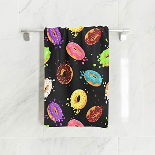ALAZA Microfiber Gym Toalha Donuts coloridos de cartoon, pano de lavagem facial de fitness de secagem esportiva 15 x 30 polegadas