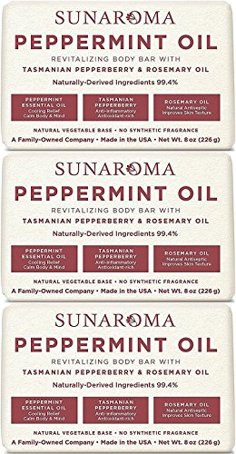 Sunaroma Peppermint Oil & Rosemary Body Bar Soap, 8 onças