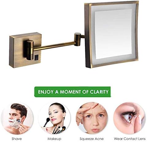 Espelho de maquiagem zaahh espelho de banheiro iluminado por vaidade com rotação giratória de 360 ​​graus, ganso flexível