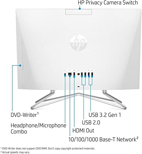 HP 2022 Desktop all-in-one | 22 FHD IPS Display | AMD ATHLON Silver 3050U 2-CORE | 32 GB DDR4 RAM 1TB M.2 NVME SSD | HDMI | WIFI | RJ45 | BT | Webcam | DVD-RW | White | Windows 11 Pro