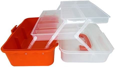 Caixa de ferramentas de dobragem portátil, caixa de armazenamento de três camadas com caixa de hardware de bandeja