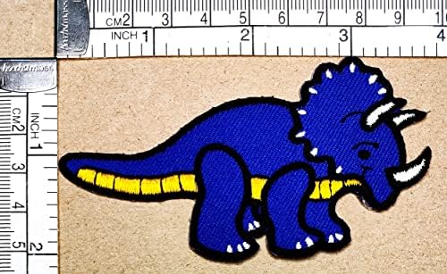 Kleenplus 2pcs. Patches de dinossauros roxos adesivos Arts Triceratops Dinosaur Animal Cartoon Patch Sign Symbol Costum