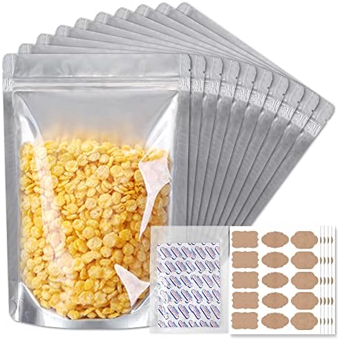 Mylar sacos para armazenamento de alimentos 1 galão 50pcs sacos Mylar reutilizáveis ​​com absorvedor de oxigênio para