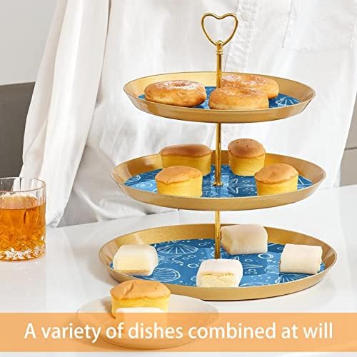 Suporte de bolo tfcocft, suporte de cupcake, stands de sobremesa Conjunto de exibição de tabela, padrão de conchas de conchas de estrelais
