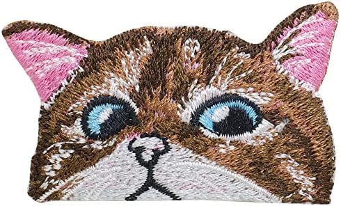 Pipomama gato face ferro em remendos para roupas bordadas de apliques de apliques crachos costurar no emblema Diy Craft