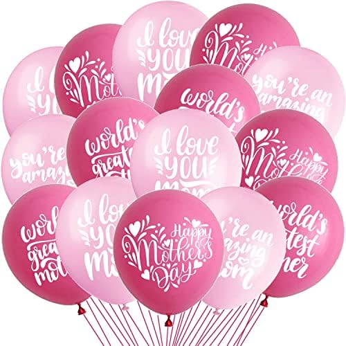 LittleLoverly feliz dia das mães Balões decoração - 40pcs Latex I Love You Mom World's Best Mom, você é um balão incrível para a mãe para a mãe