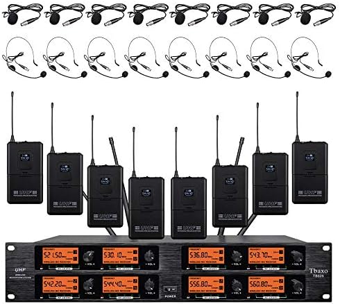 Sistema de microfones sem fio Pro Audio 8 Frequência de canais B UHF 8 Lavalier Bodypacks 8 Lapel Mic 8 fones de ouvido para o