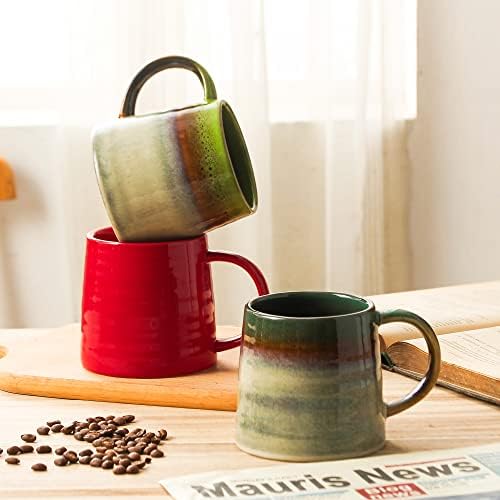 Caneca de café cerâmica grande masolina, canecas artesanais de cerâmica, xícaras de chá com grande alça para escritório e casa,