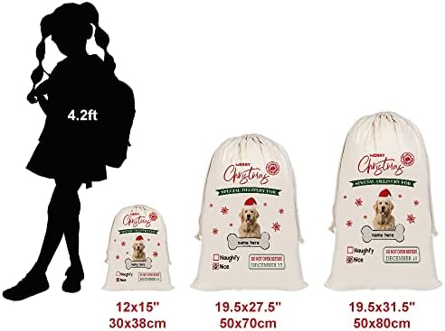 Bageyou engraçado Alaskan Malmute Santa Sacks Sacos personalizados de tecido de cachorro com cordão de saco de armazenamento de natal