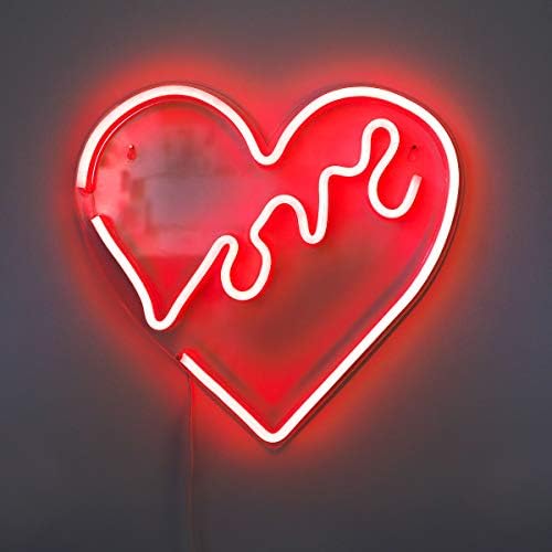 Isaac Jacobs 14 x 14 polegadas LED NEON RED REL “AMOR” SILHOR DE PALAVENDA Coração para luz fresca, arte da parede, decorações