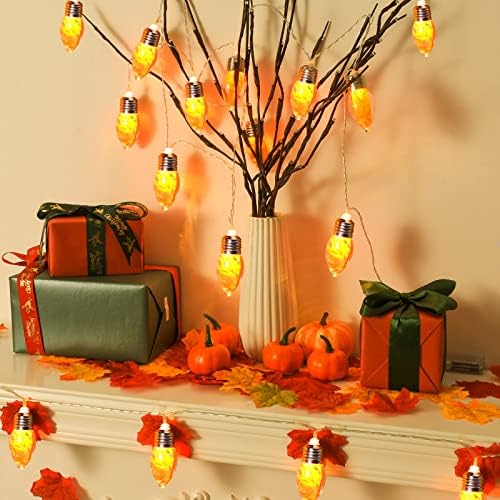 Luzes de guirlanda de outono de 7 pés hfxxad com 10 lâmpadas à prova d'água Luzes de outono operadas, decorações de outono de outono para o quintal de festas em casa