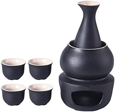 Cerâmico de saquê com panela mais quente, porcelana tradicional de 7 peças japonesas, incluindo 1 panela de saquê, 1 fogão 1 tigela