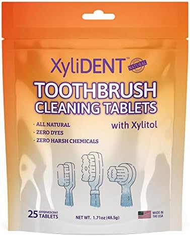 Comprimidos de limpeza de escova de dentes xylidente, limpador dental para escovas de dentes manuais e cabeças de escova de dentes