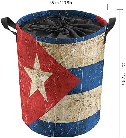 Lavanderia cubana de bandeira cubana cesto de tração de tração de lavanderia cesta grande cesta de organizadores de brinquedos