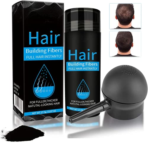 Fibras capilares para rabiscar cabelos com fibras de construção de cabelos com spray corretivo de perda de cabelo, fórmula natural indetectável, cabelos mais grossos para homens em 15 segundos