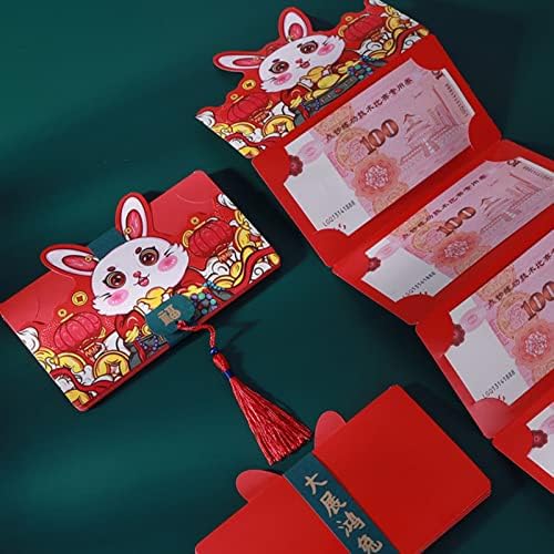 9pcs 2023 envelope vermelho de ano novo chinês 6/8/10 slot de cartão pacote vermelho dobrável Rabit fofo envelope de presente de dinheiro