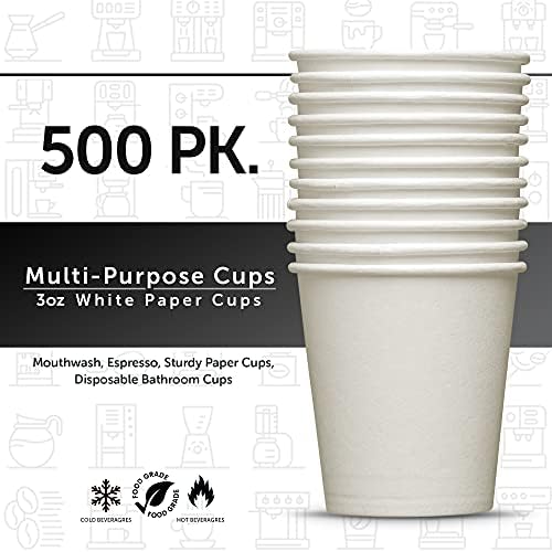Prestee 500 pacote de 3 oz copos de papel - xícaras descartáveis ​​| Copos de café expresso | Copos de banheiro 3 onças de papel