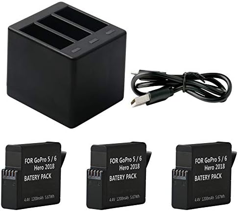 Carregador de armazenamento triplo da bateria de 3 canais com cabo de carregamento USB tipo C compatível com a GoPro