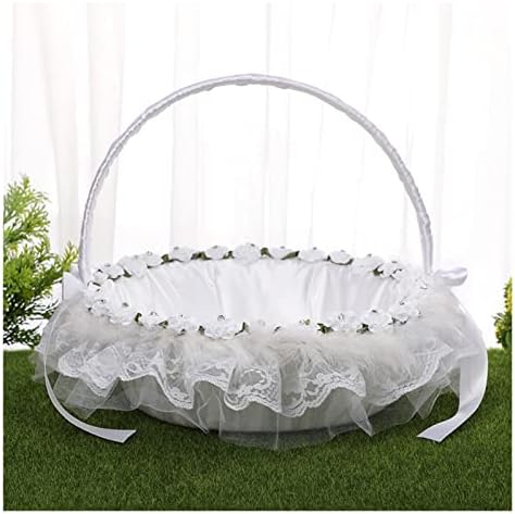 Cesta de cesta de flor de casamento branco cesto de cesta de cesta de flor portátil portátil delicado cestas de flores de festas