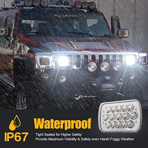 2pcs 7x6 5x7 Fersos de LED, retângulo H6054 H5054 faróis de LED com hi/viga locamente selada H4 9003 Plugue compatível com caminhões Jeep Cherokee XJ Ford van