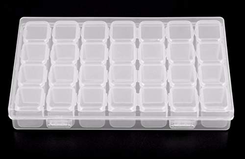 Woiwo 1pcs 28 slots de caixa de armazenamento vazio de plástico transparente, usada para ferramentas de unhas de jóias de jóias