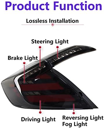 Luzes traseiras LED de Ensvei para 2017 2018 2019 2020 Lâmpada traseira Honda Civic com Animação Dinâmica respirando DRL