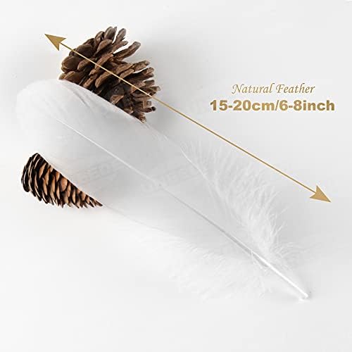 Uneede 120pcs 6-8 polegadas penas brancas, penas de ganso natural para decorações de casamento DIY, asas de anjo e artesanato de fada