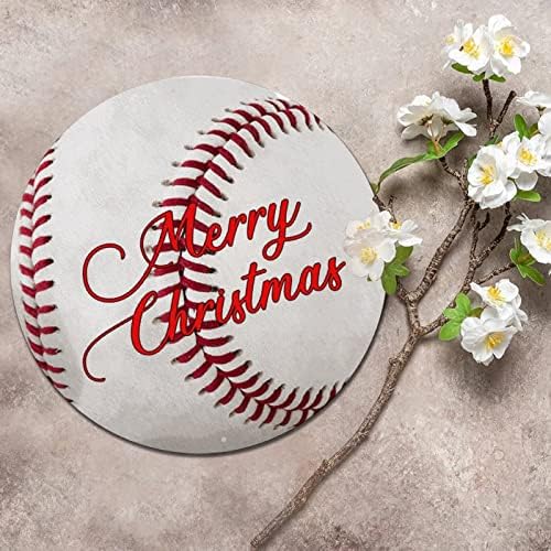 Redonda de metal sinal de metal Feliz Natal esporte Baseball Christmas Wreath Sign Prinst Metal Art Priola de parede