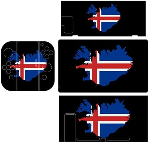 Mapa de bandeira da Islândia adesivos protetores de proteção completa capa de adesivo compatível com nintendo switch