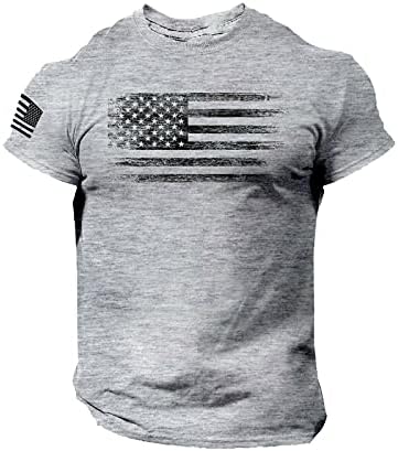 Camisetas gráficas masculas, camiseta de bandeira americana masculina camisetas patrióticas 4 de julho Apertador de manga curta