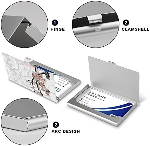 Pintura Plum Blossom Metal Wallet Slim Credit Cartter Titular Minimalista Cartão de visita Case para homens Mulheres