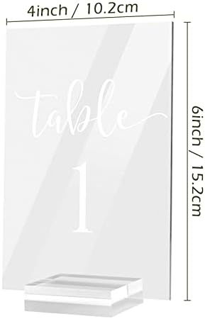 Jinmury 20 pacote com a mesa de casamento acrílico números com caligrafia impressa de 4x6 polegadas de 4x6
