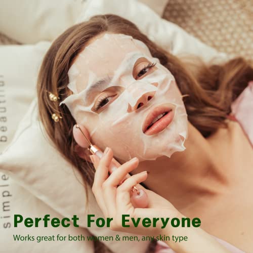 Máscaras de lençóis faciais de tea da árvore vegana de Purederm - máscaras de facilidade para a pele para a pele seca, desidratada e opaca - máscaras faciais hidratantes, hidratante, iluminando e calmante máscara de beleza para todo o tipo de pele