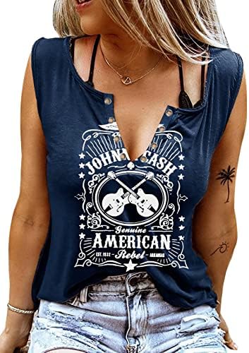 Tampa do tanque para mulheres Sexy V pescoço casual Tops de tirring camisetas sem mangas com ring hole hole country music