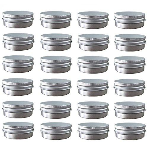 Pacote de 24 Pacaco Tain latas de alumínio redondo, recipientes de jarra de armazenamento de metal com tampa de parafuso para