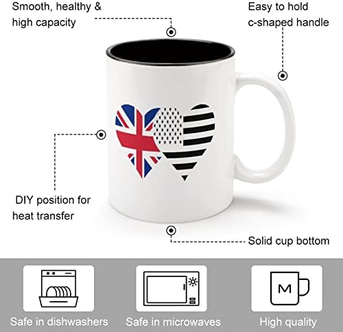 Bandeira britânica e bandeira americana caneca cerâmica caneca caça copo de chá de chá de design de chá engraçado