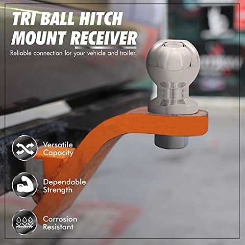 Goreks Trailer Hitch Ball de 2 polegadas totalmente polido e cromo banhado para grande durabilidade, classificação de carga de 3,500 libras, ¾ x 2 ½ -polegada de haste com ladeira hexadecimal