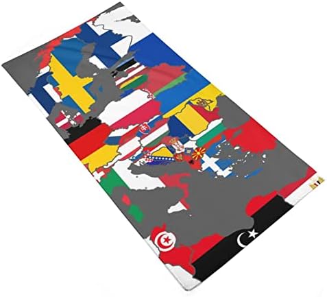 Mapa de bandeira da Europa e Norte da África Face Toalha Premium Toalhas Pano de Lavagem para Hotel Spa e Banheiro